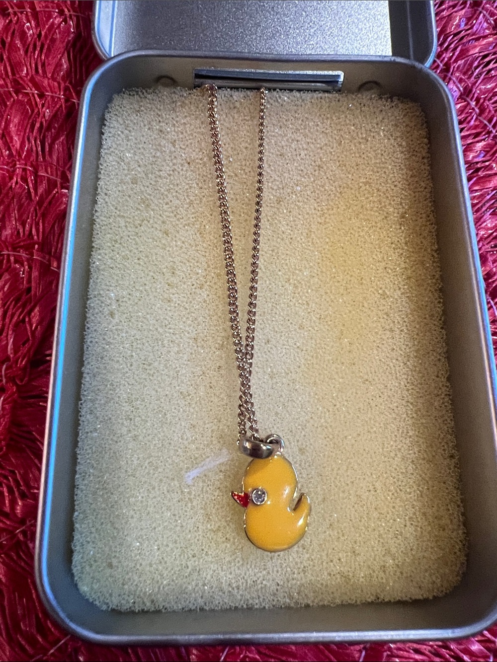 Yellow Duck Pendant Necklace - Cute Enamel Charm